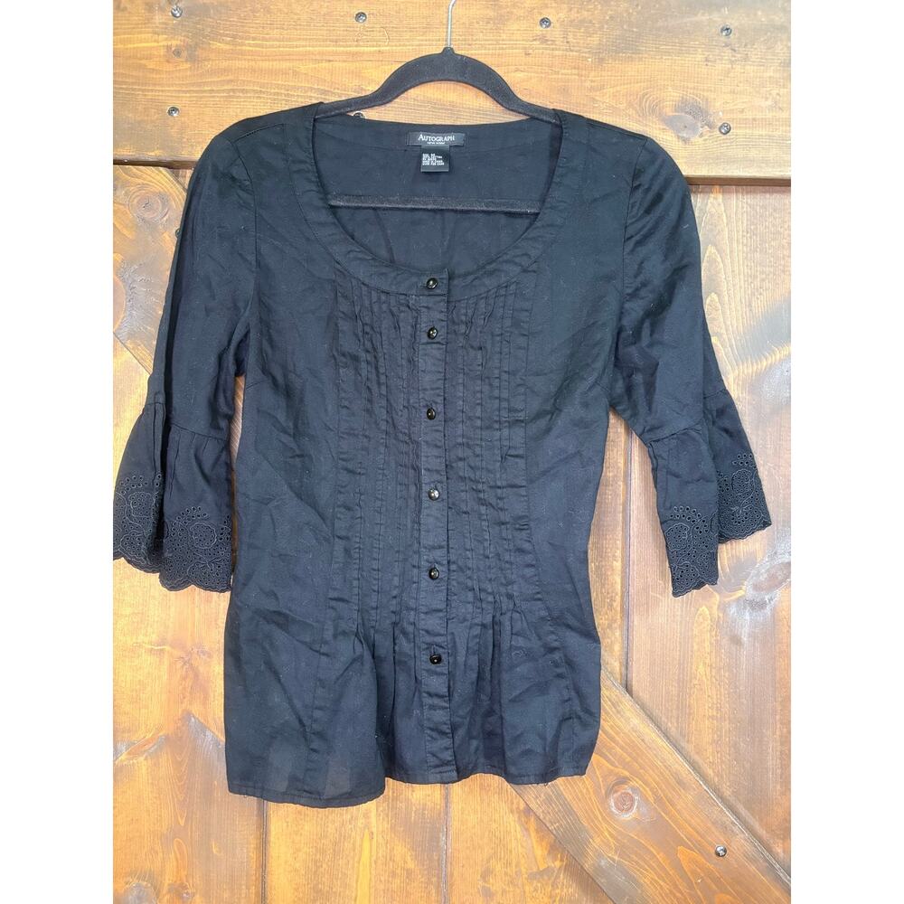 Autograph women’s medium black button front blouse